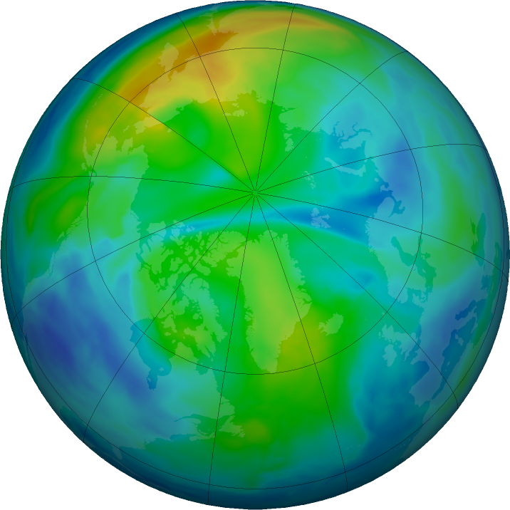 Arctic ozone map for 30 October 2016